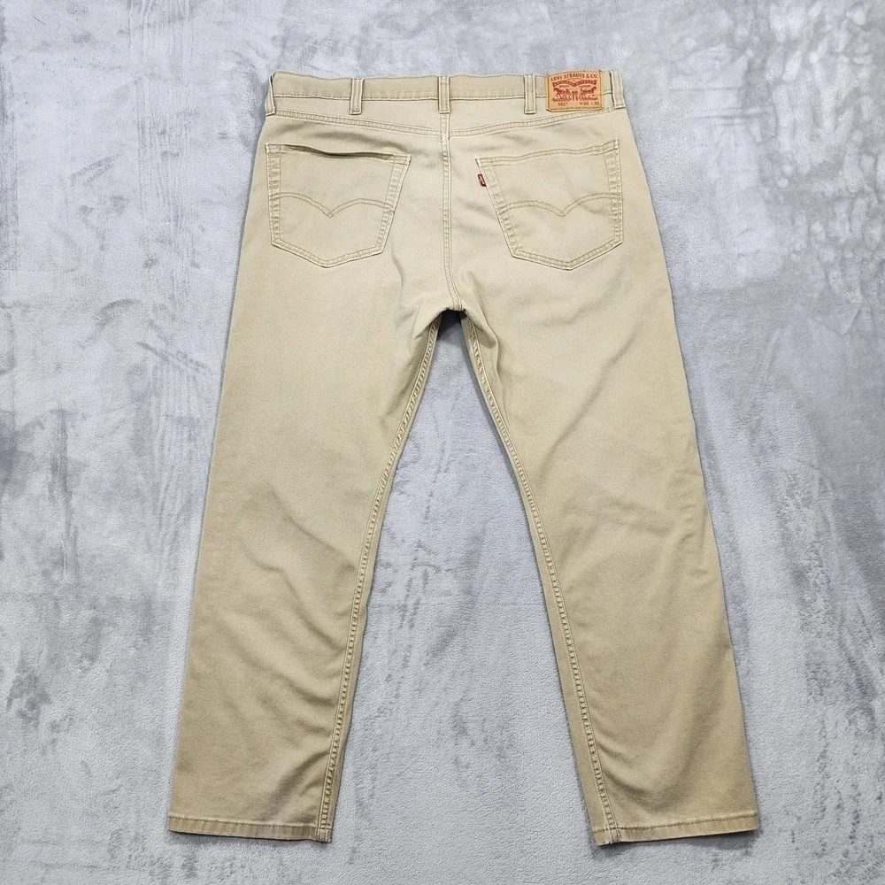 Levis 502 Jeans Mens 38x30 Beige Khaki All Seasons Tech Stretch Tapered Denim